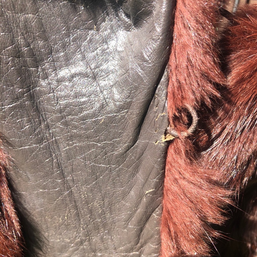 Vintage Reddish Brown Mink Fur & Leather Long Coat - Picture 7 of 14